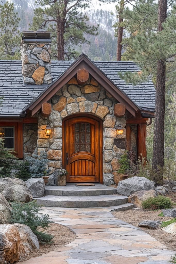 Stone Accent Cabin Exterior