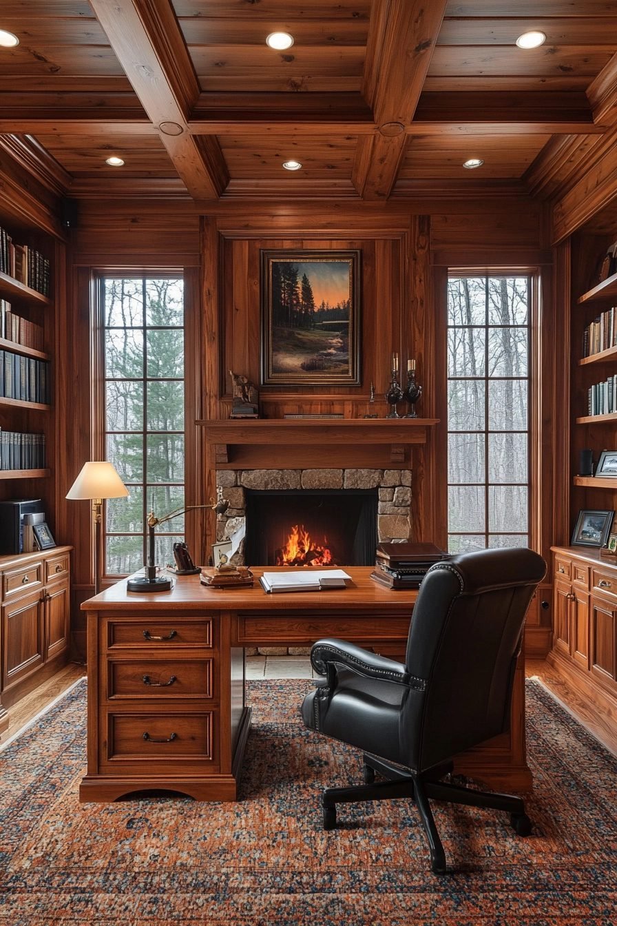 29 Small Cabin Office Ideas For A Cozy And Productive Workspace ... - Popular Wooden Home Office Interior Designs