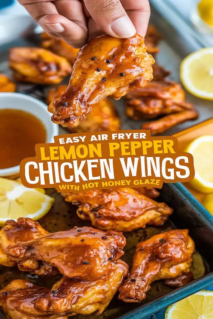 Air Fryer Lemon Pepper Chicken Wings with Hot Honey Glaze