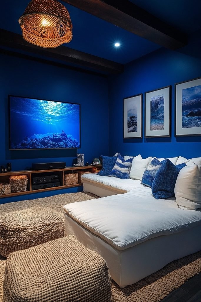 Boho Blue Media Room