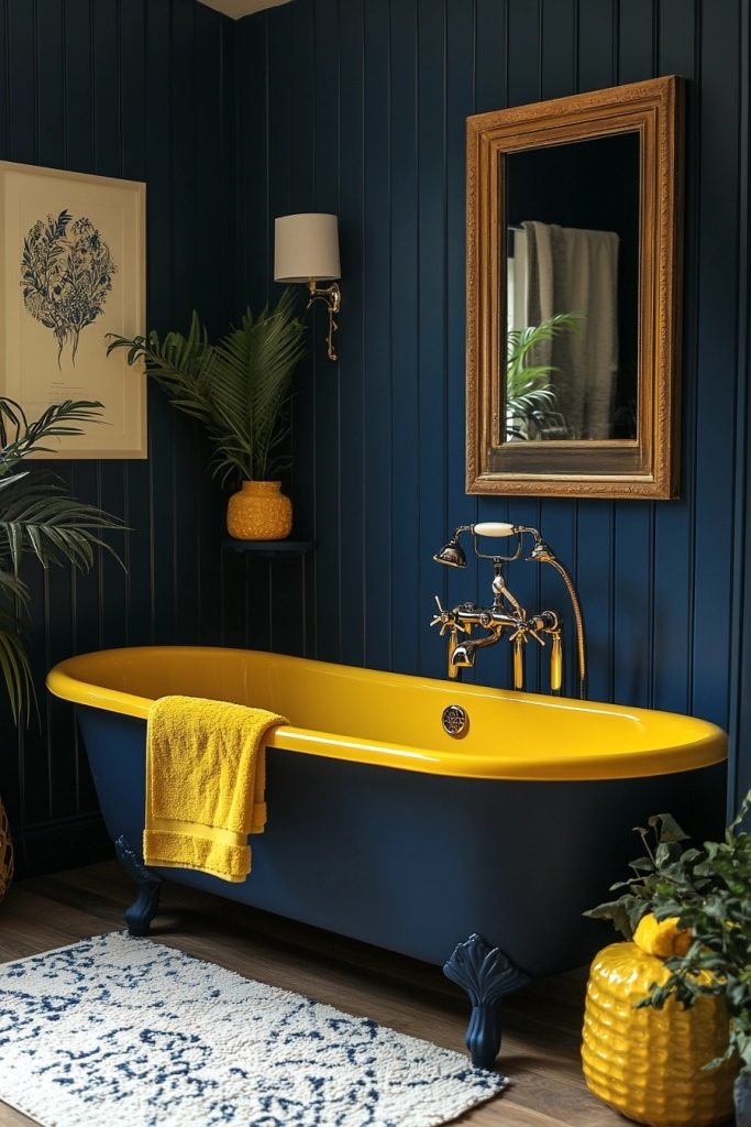 Bright Yellow Accents with Navy Blue