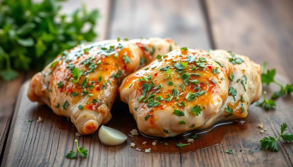 Chicken thighs with fresh herbs and garlic