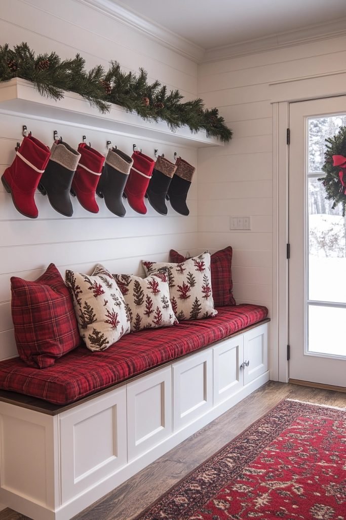 Christmas Decor in the Mudroom