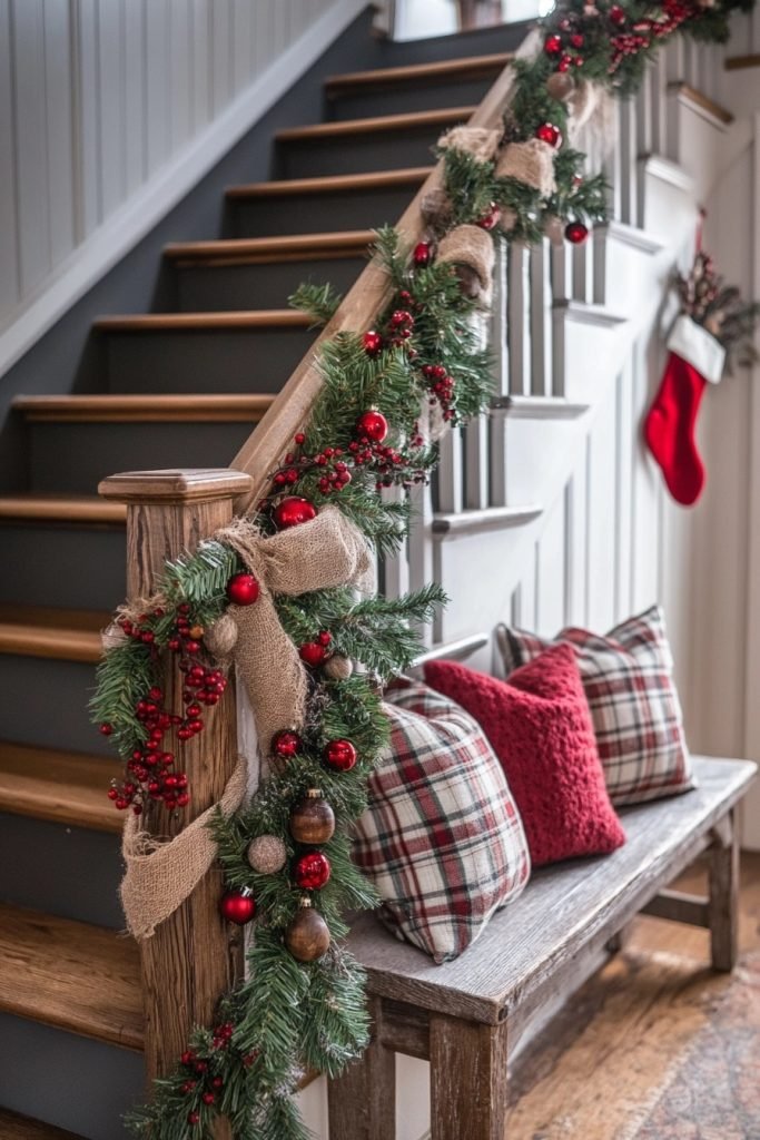Christmas Rustic Staircase Garland