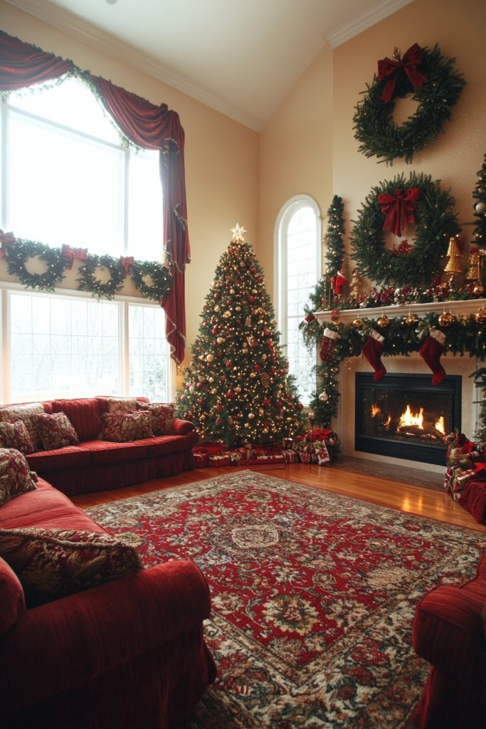 Classic Red and Green Living Room