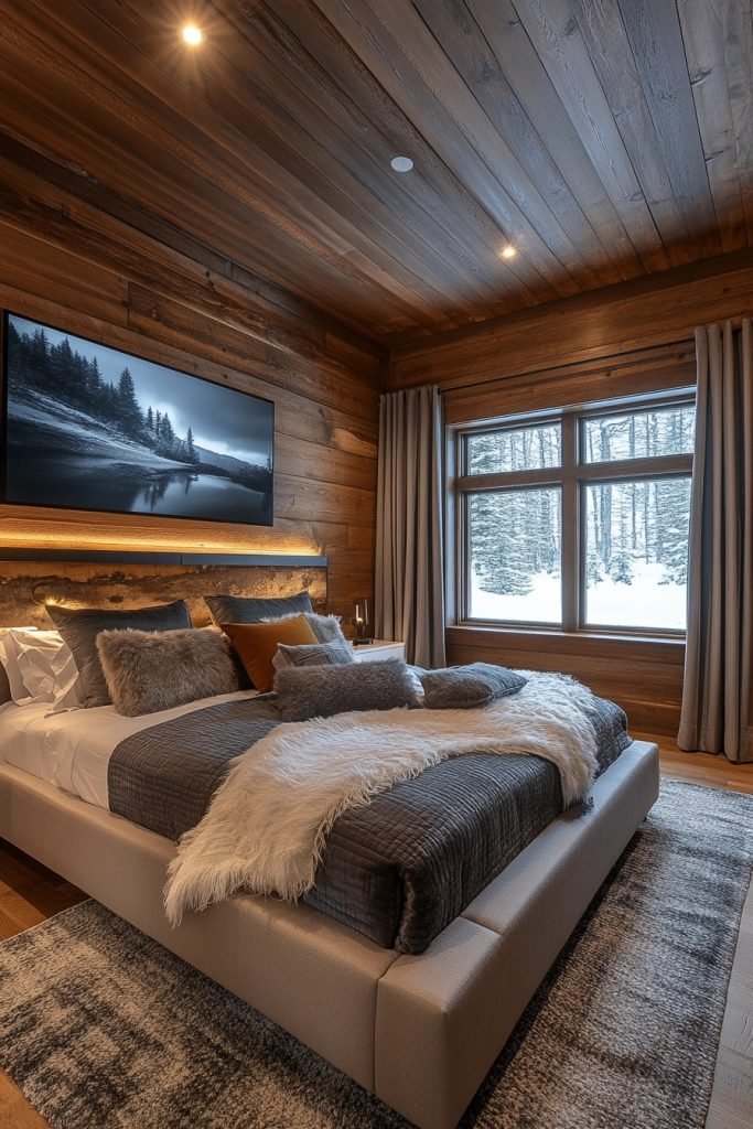 Contemporary Cabin Bedroom