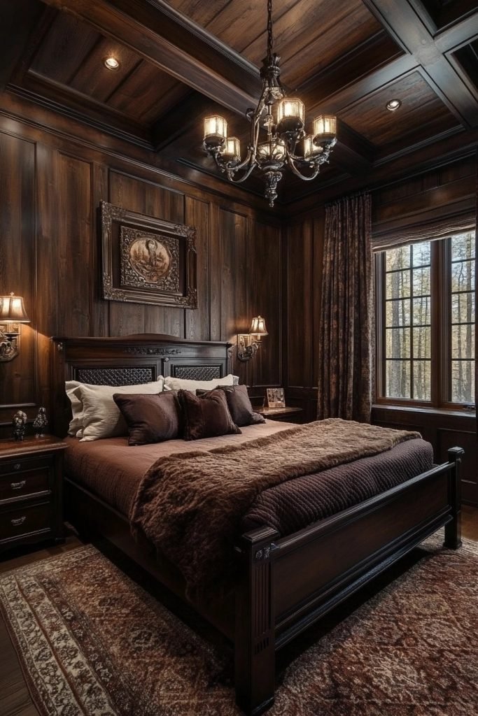 Dark Wood Rustic Bedroom