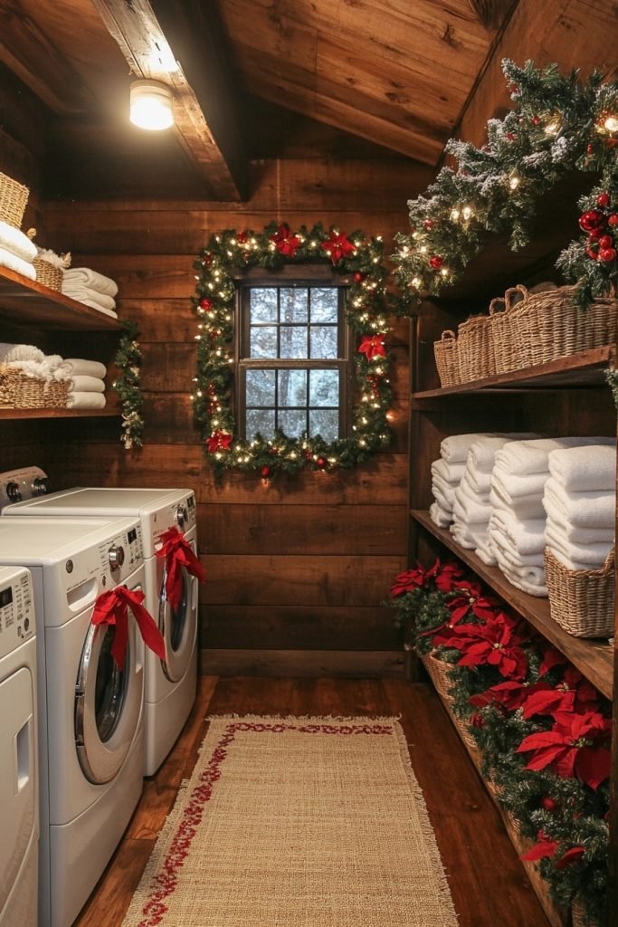 Festive Rustic Laundry Room