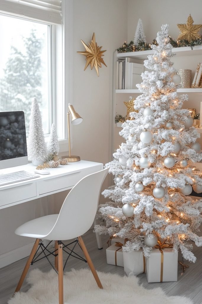 Minimalist White Christmas Office