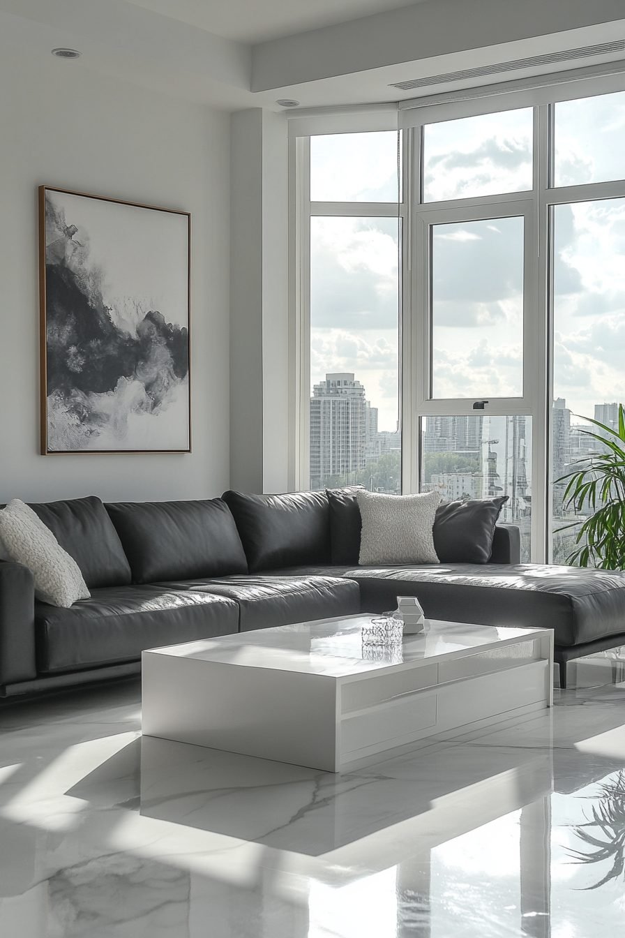 Living Room Decor Dark Grey Sofa
