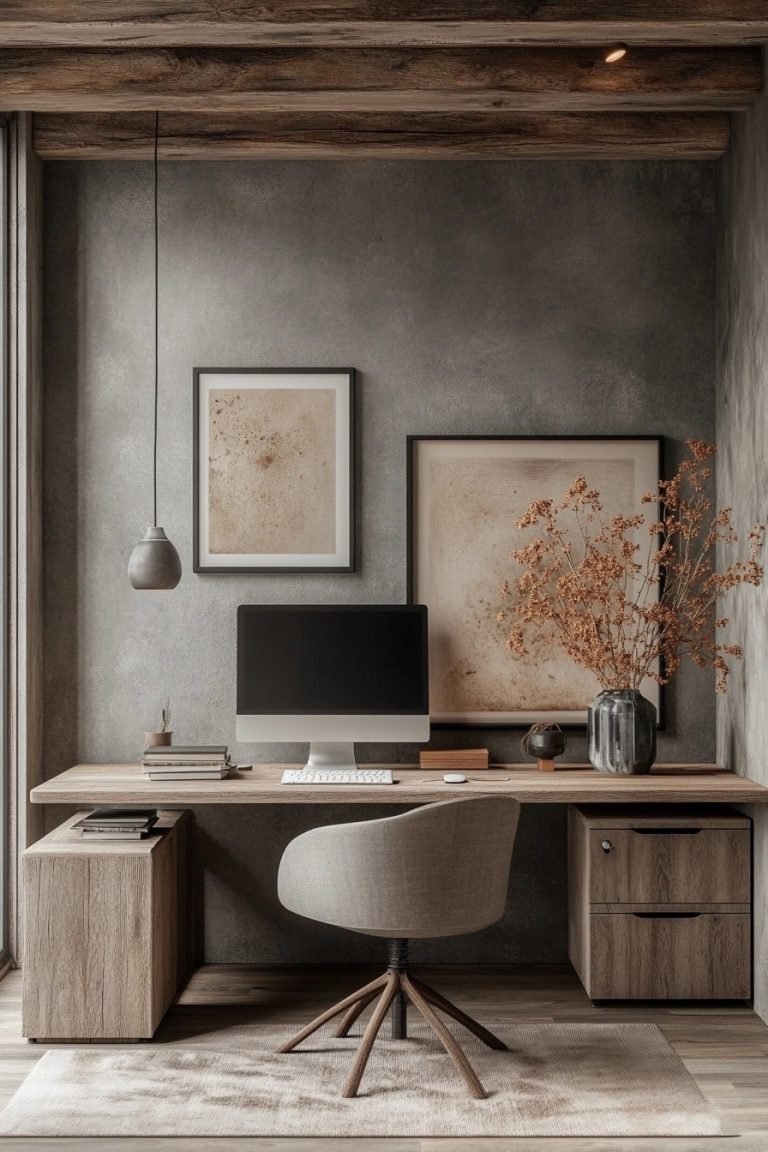 Image showcasing 29 Wabi Sabi Office Ideas For A Peaceful And Organized Workspace ...