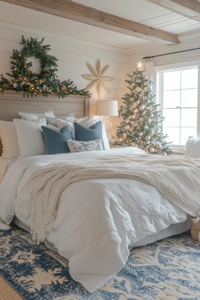 Ocean-Inspired Coastal Christmas Bedroom