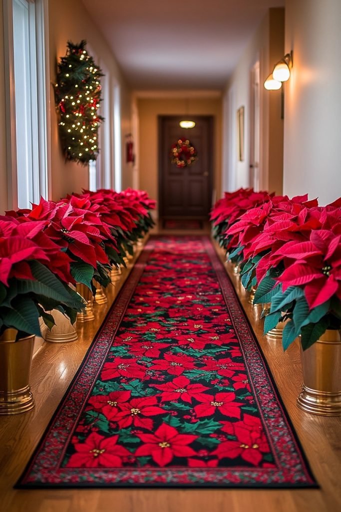 Poinsettia-Adorned Hallway