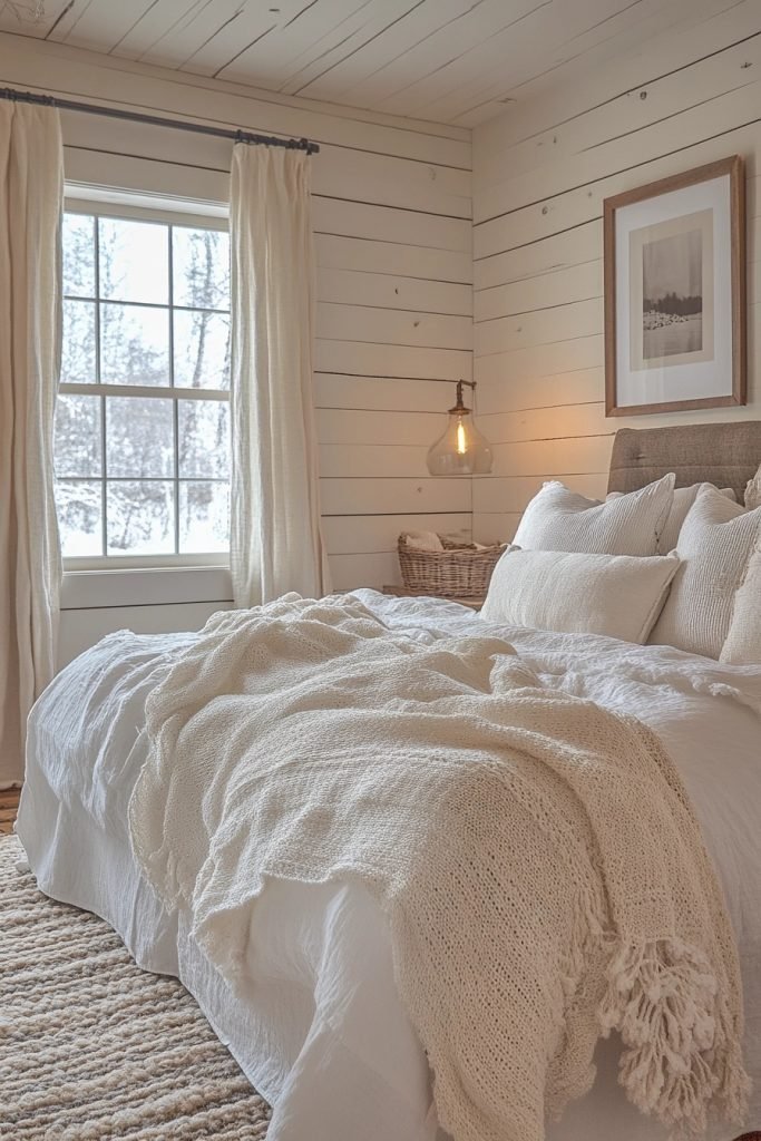 Rustic Bedroom with Textured Whites