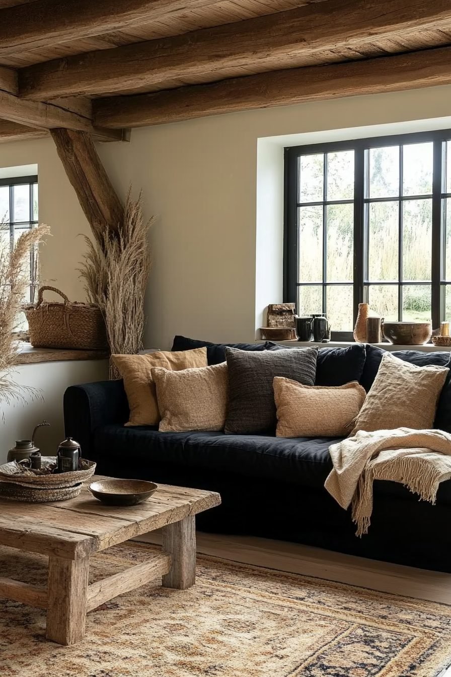 Rustic Couch Look 29 Black Couch Living Room Ideas To Make A Statement With Dark ...
