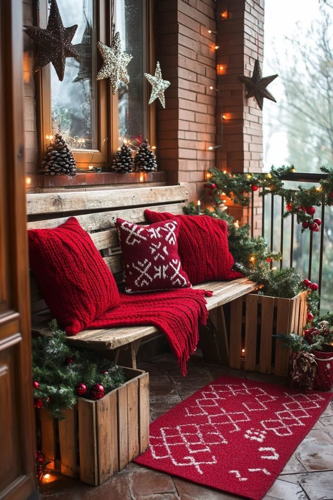 Rustic Christmas Balcony Setting