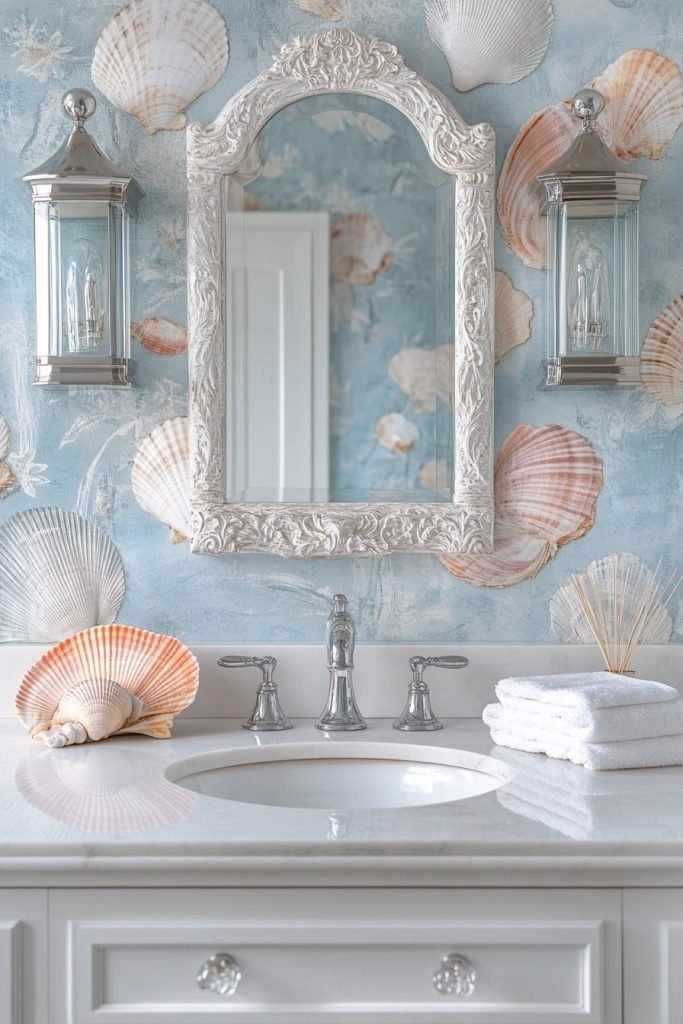 Shell-Adorned Powder Room