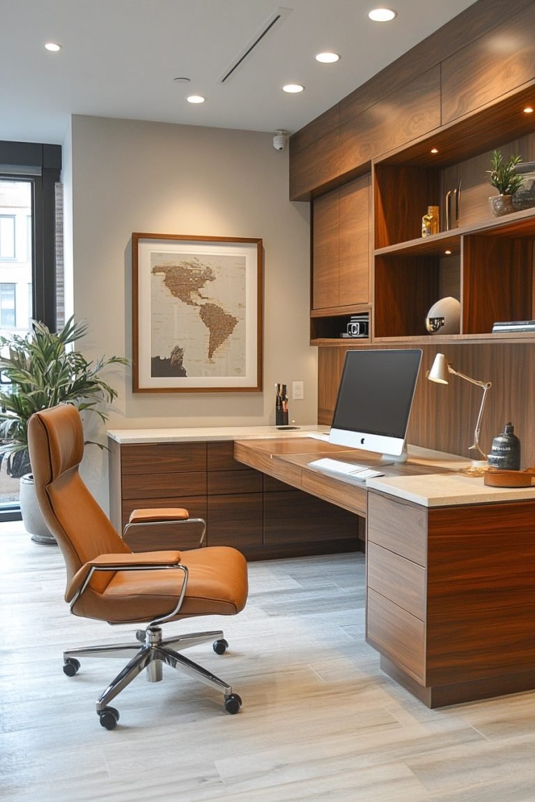 View of 29 Wabi Sabi Office Ideas For A Peaceful And Organized Workspace ...