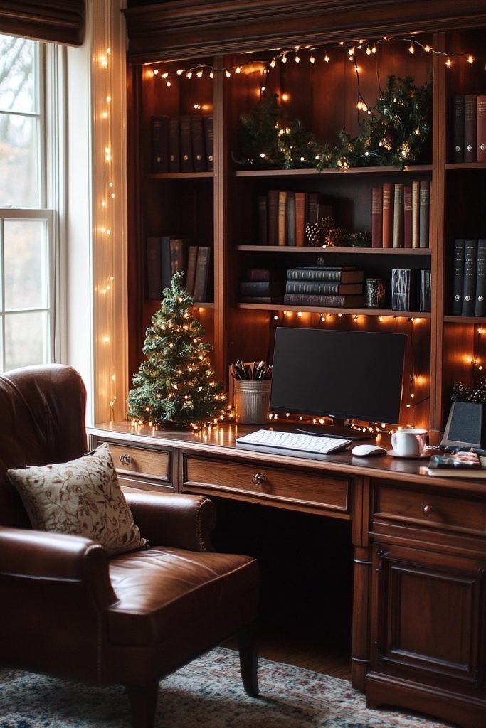 Subtle Christmas Touches in the Study