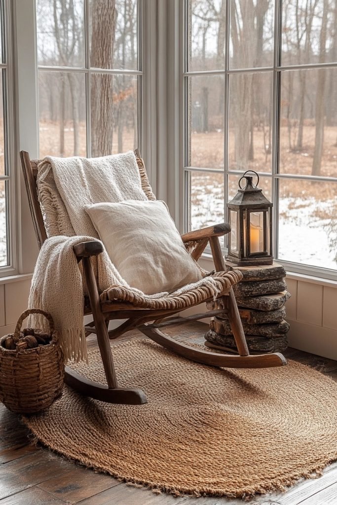 Sunroom with Rustic Winter Decor