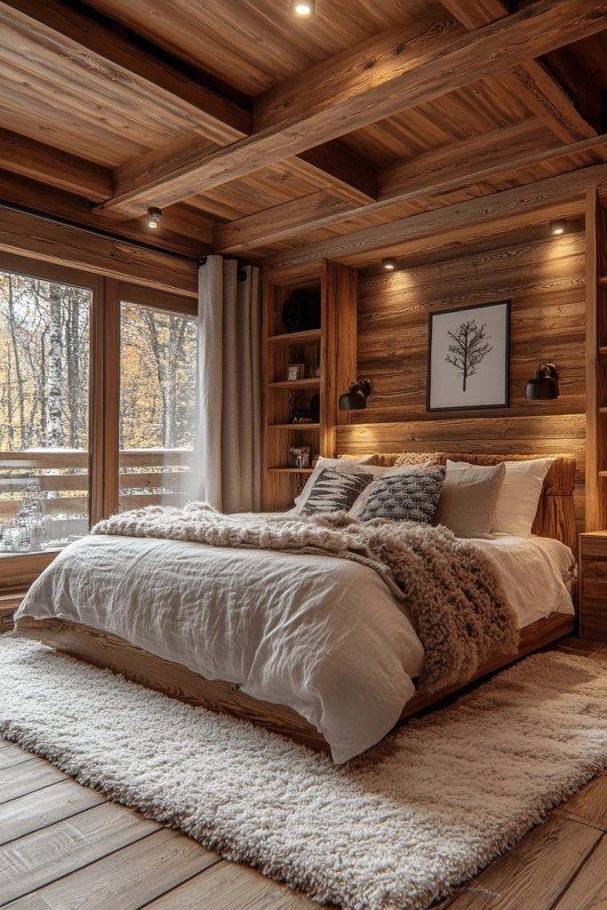 Warm Wood Cabin Bedroom