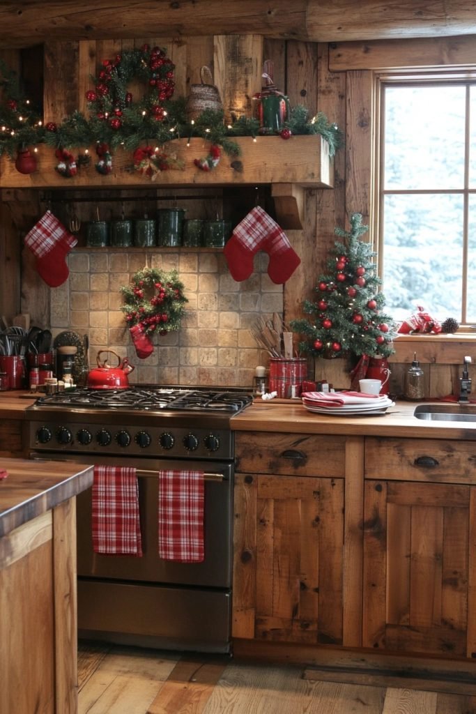 Warm Wood Kitchen for Christmas