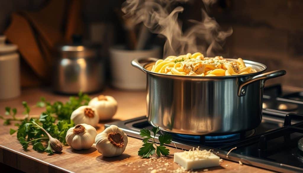 cooking Chicken Alfredo