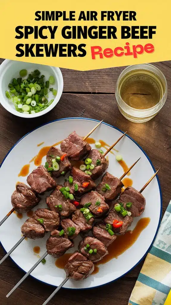 Air Fryer Spicy Ginger Beef Skewers