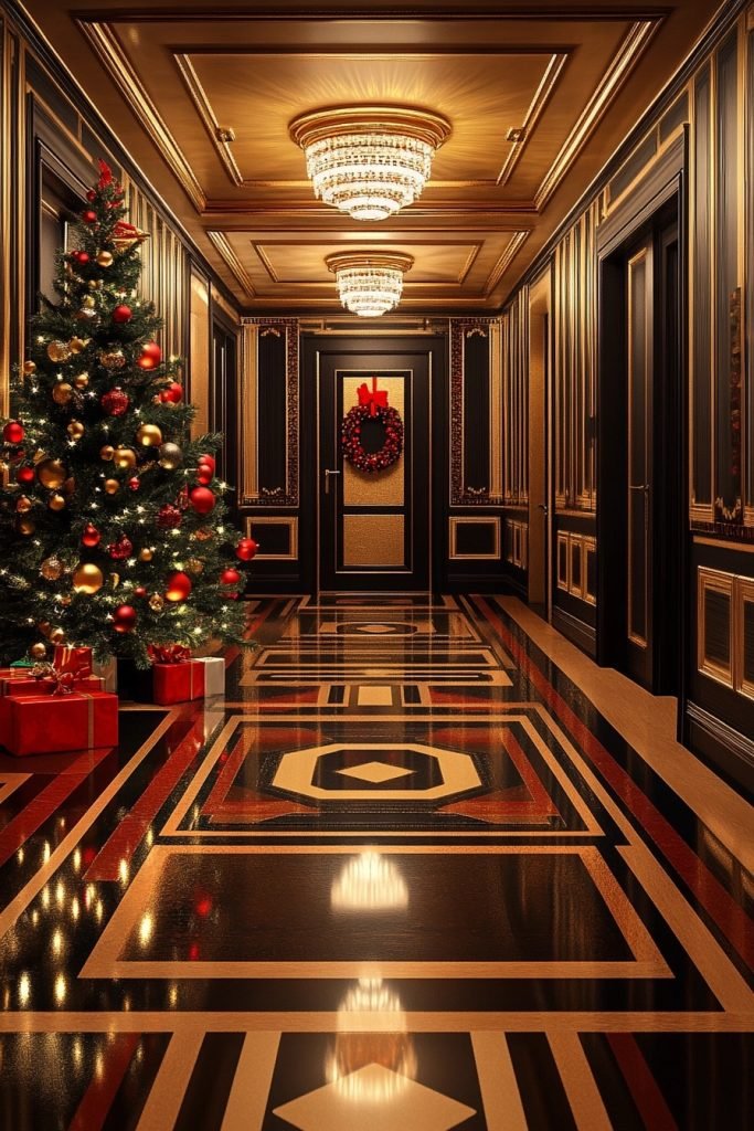Art Deco Inspired Christmas Hallway