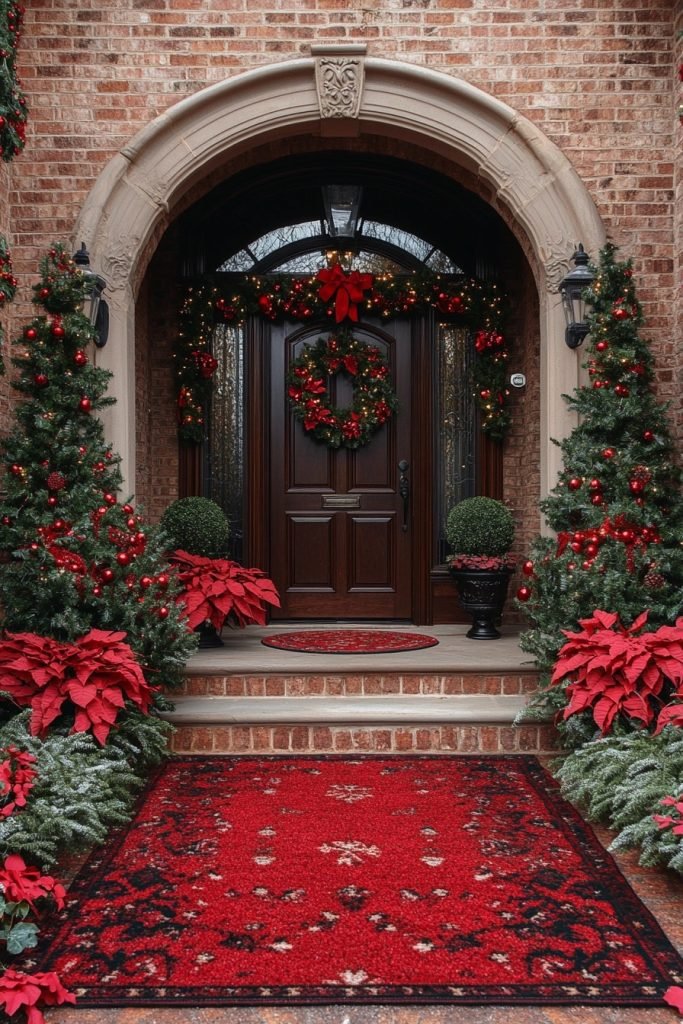 Classic Red and Green Christmas Entryway