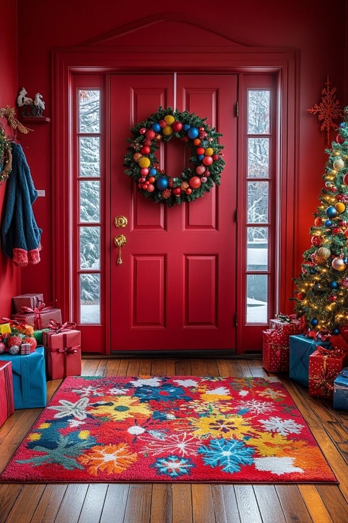 Colorful Festive Christmas Entryway