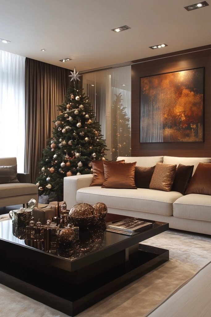 Contemporary Chic Christmas Living Room