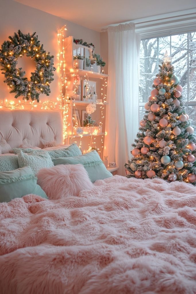 Dreamy Pastel Christmas Bedroom