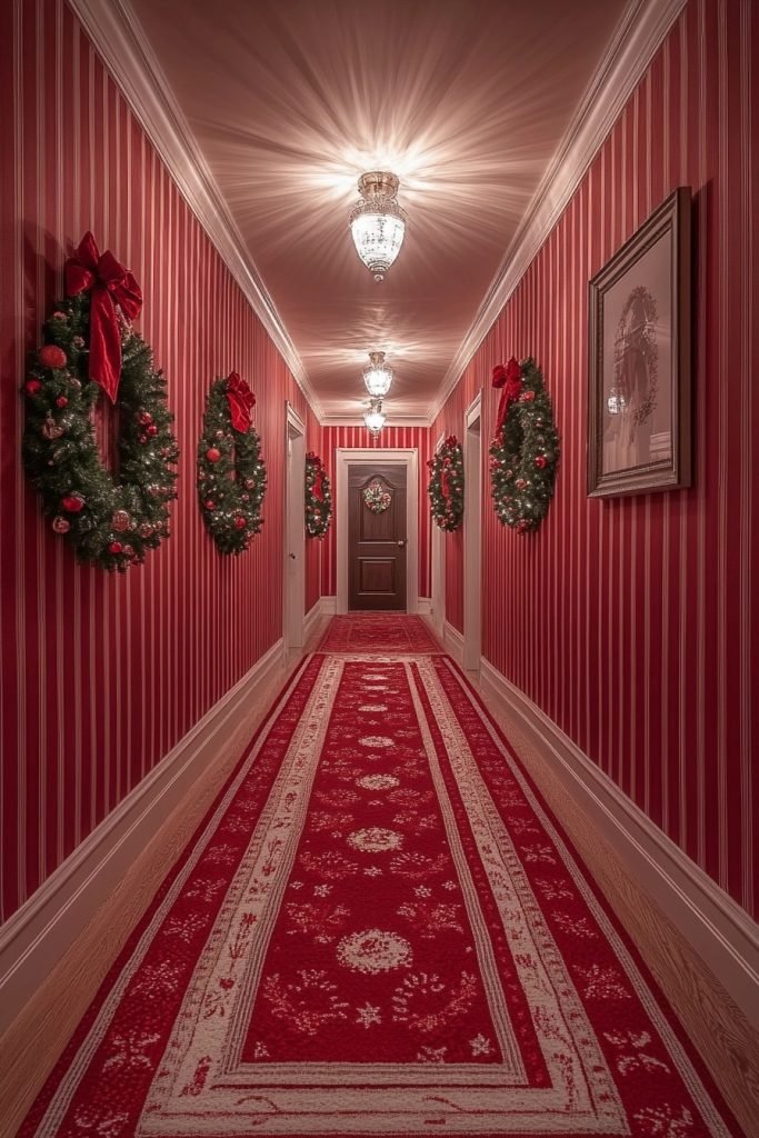Elegant Stripes Christmas Hallway