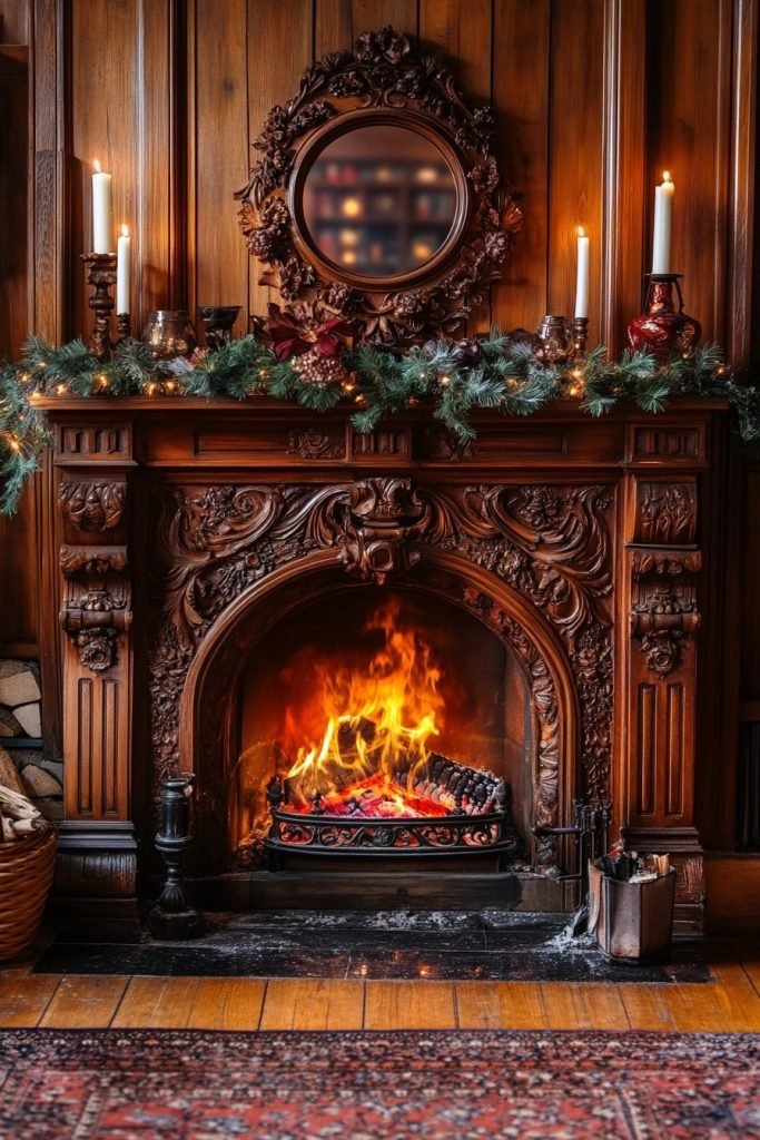 Elegant Wood Mantel Fireplace