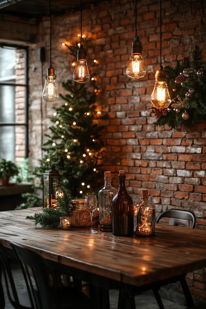 Industrial Style Christmas Dining Area