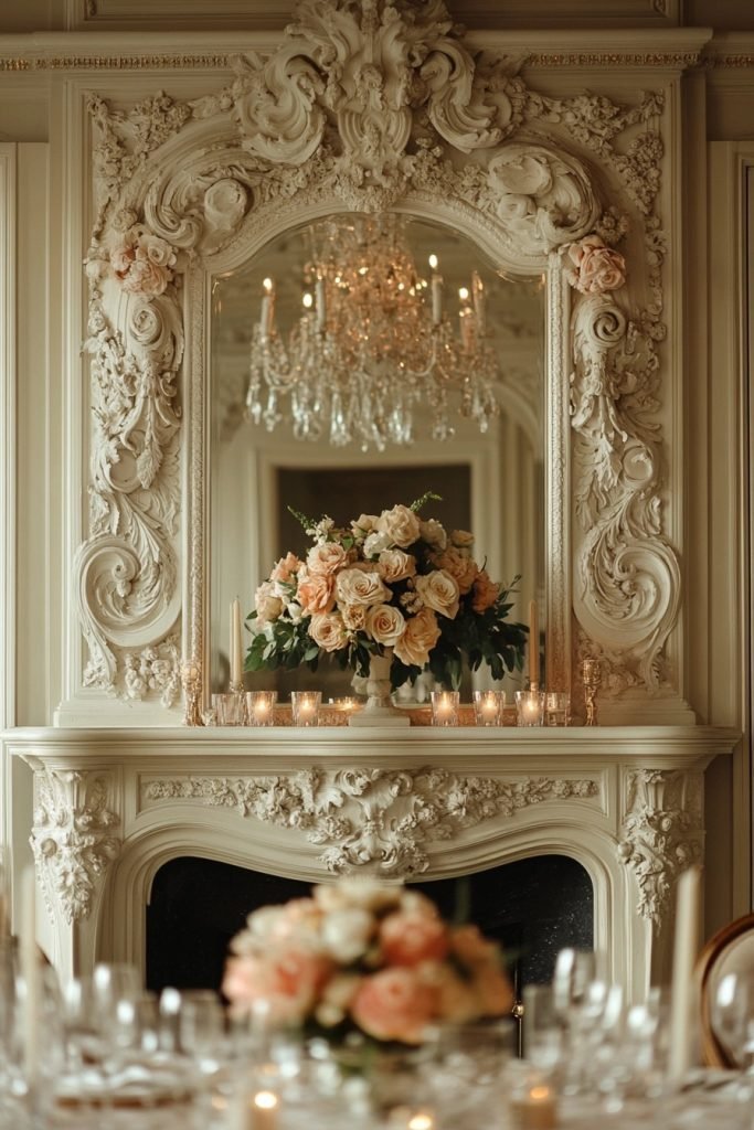 Mirror Over Mantle Elegance