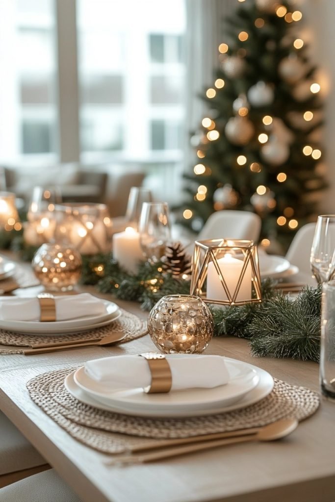 Modern Minimalist Christmas Dining Area
