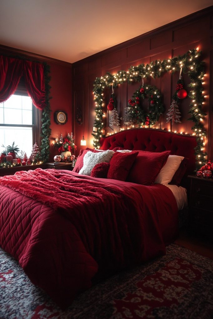 Romantic Reds Christmas Bedroom