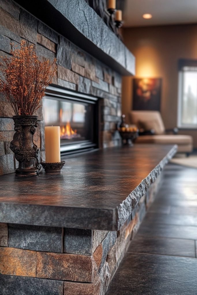 Sleek Stone Fireplace Facades