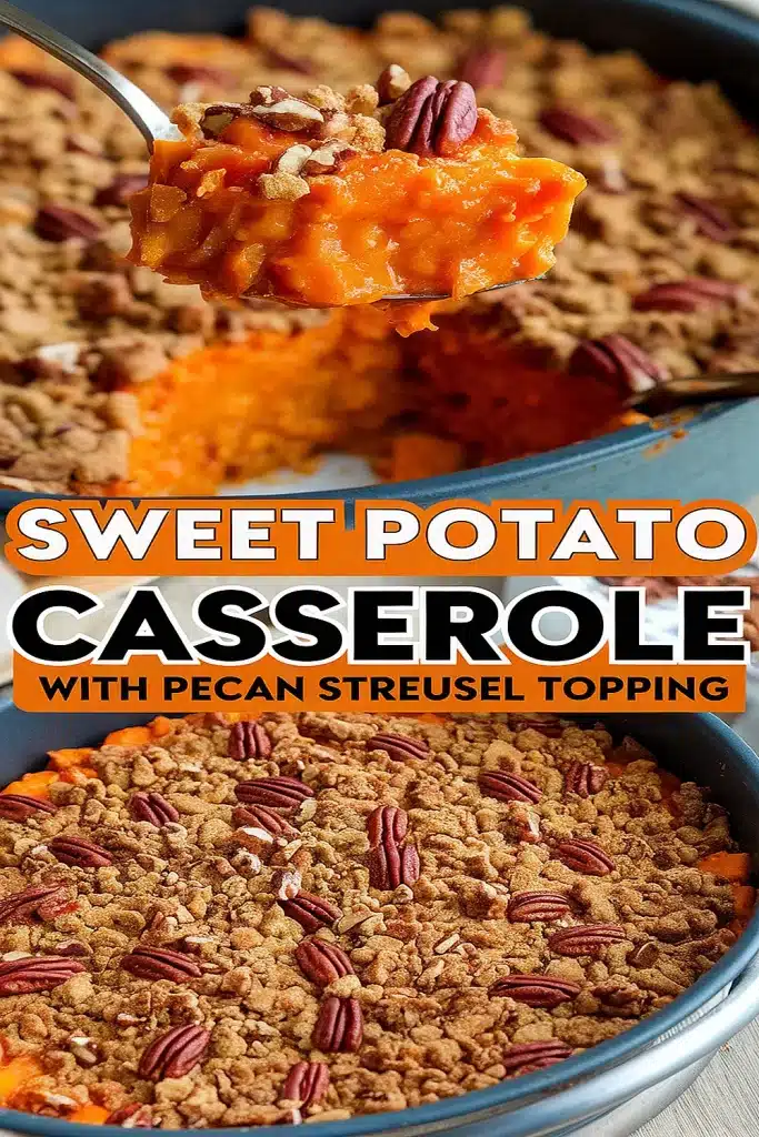 Sweet Potato Casserole with Pecan Streusel Topping