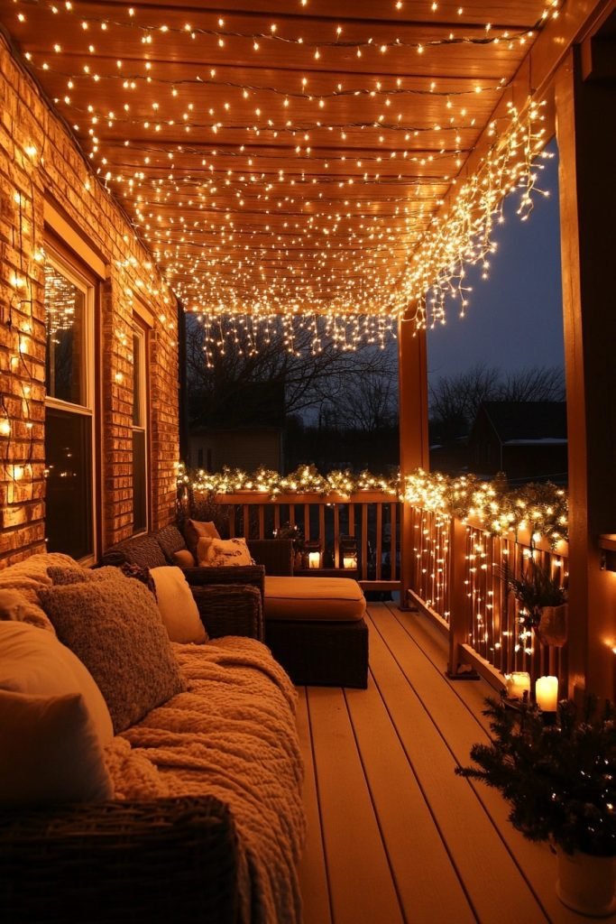 Twinkling Lights Christmas Balcony