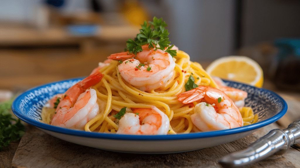 15-Minute Lemon Garlic Shrimp Pasta