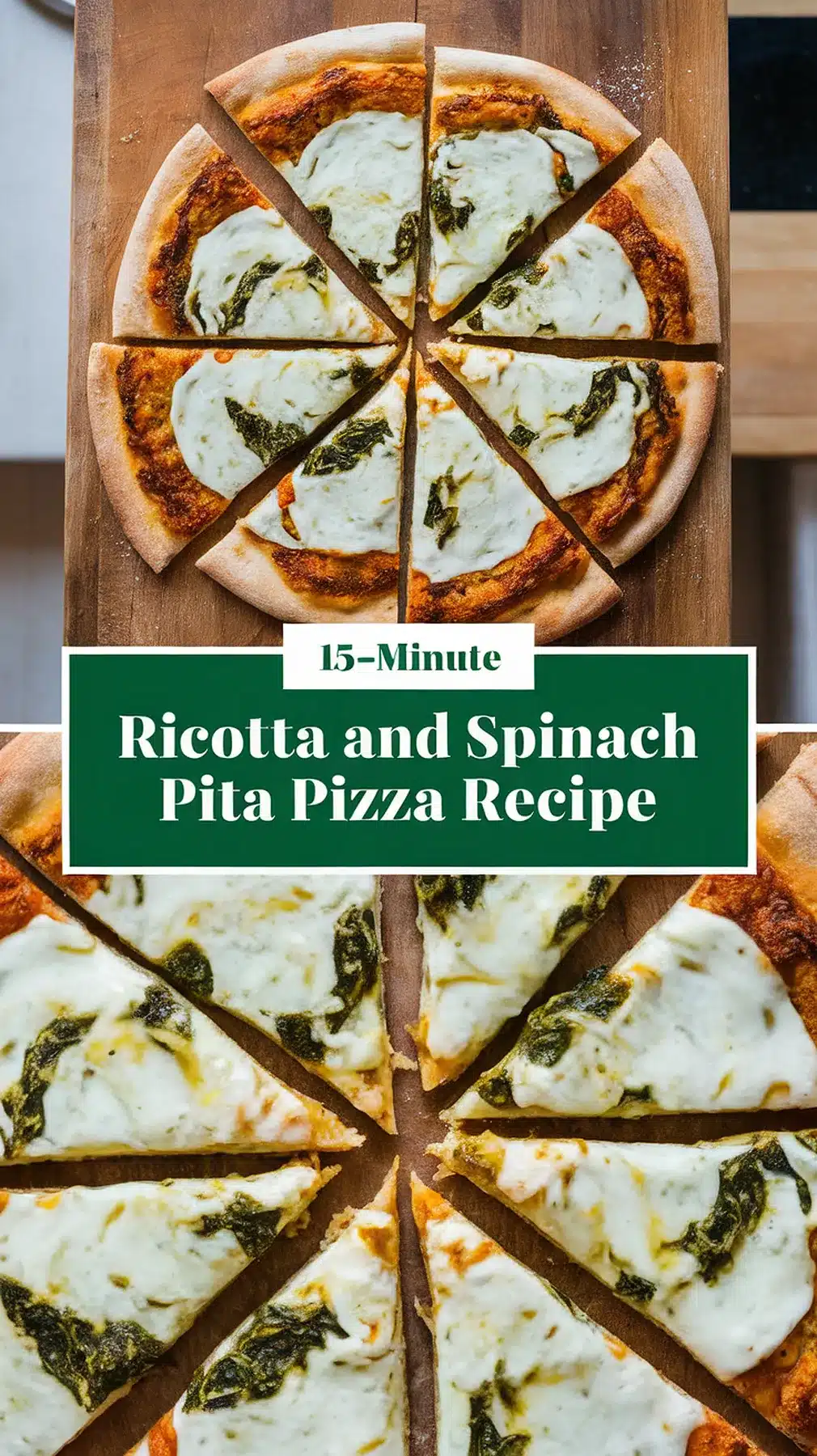 15-Minute Ricotta and Spinach Pita Pizza