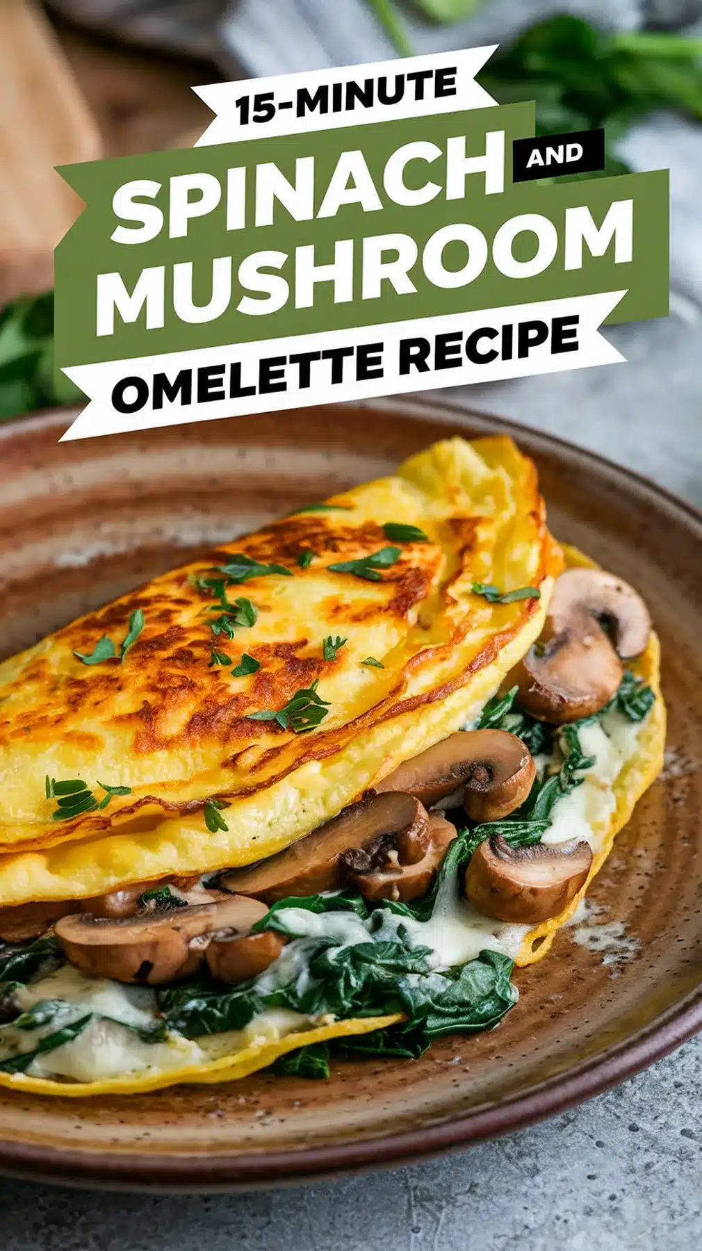 15-Minute Spinach and Mushroom Omelette