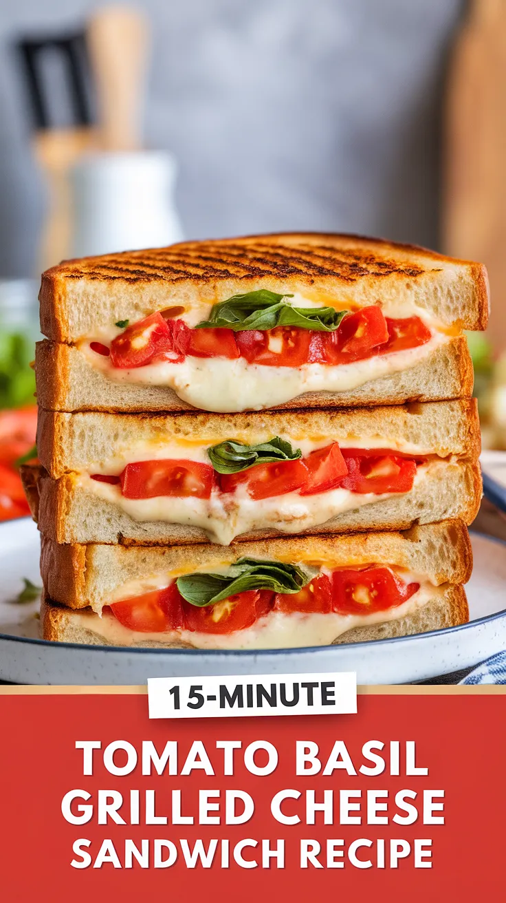 15-Minute Tomato Basil Grilled Cheese Sandwich