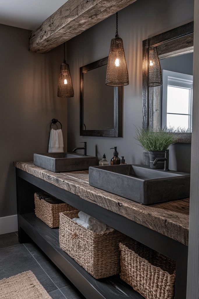 Black Industrial Farmhouse Bathroom