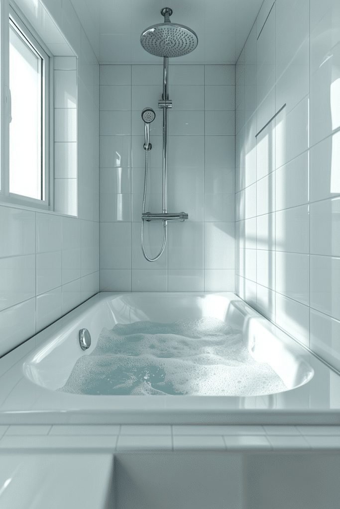 Compact Tub with Ceiling Shower
