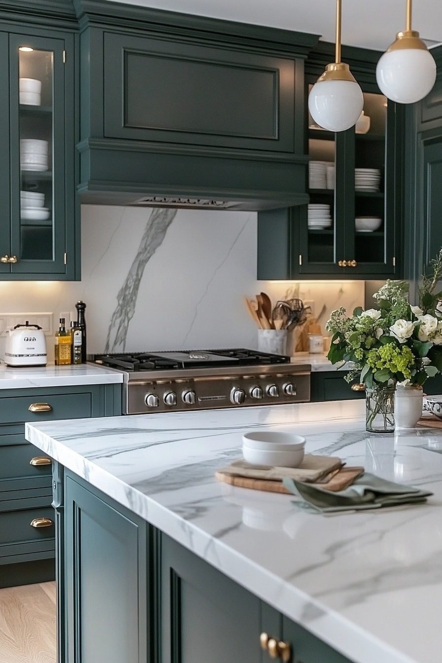 29 Dark Green Kitchen Cabinets To Transform Your Kitchen Style ...