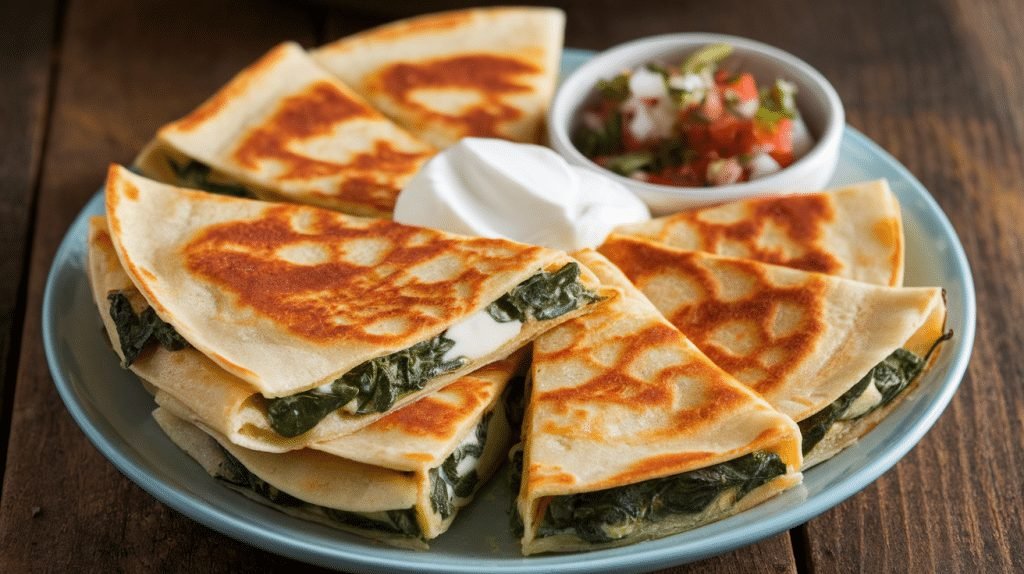 15-Minute Cheese and Spinach Quesadillas